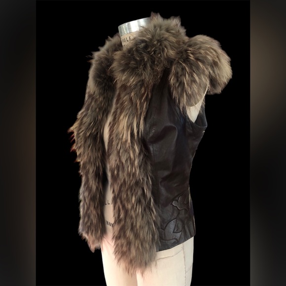 Waggon Paris  Boho Luxury 100% Fox Fur Leather Gillette Vest EU Sz 38 - Picture 2 of 11
